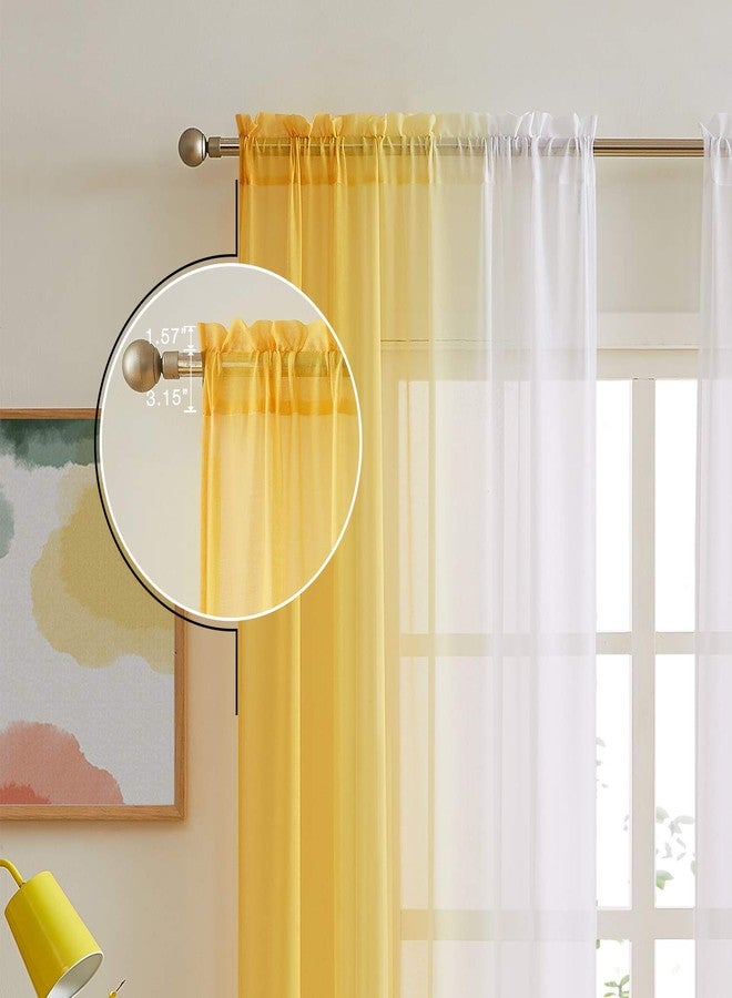 July Joy Ombre Faux Linen Sheer Curtains for Bedroom Living Room Rod Pocket, Privacy and Light Filtering, 2 Tone Reversible Gradient Voile Semi Window Curtains, Set of 2 Panels, Yellow, 54 x 84 Inch Length - Image 3